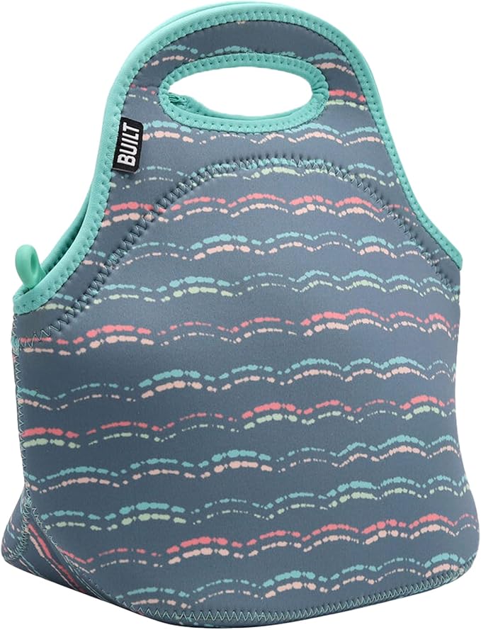Built Gourmet Getaway Neoprene Lunch Bag - Insulated, Reusable, & Machine-Washable Lunch Tote for Hot and Cold Food Storage, Lightweight & Reusable - One Size (Scallop Stripe) - Image 4