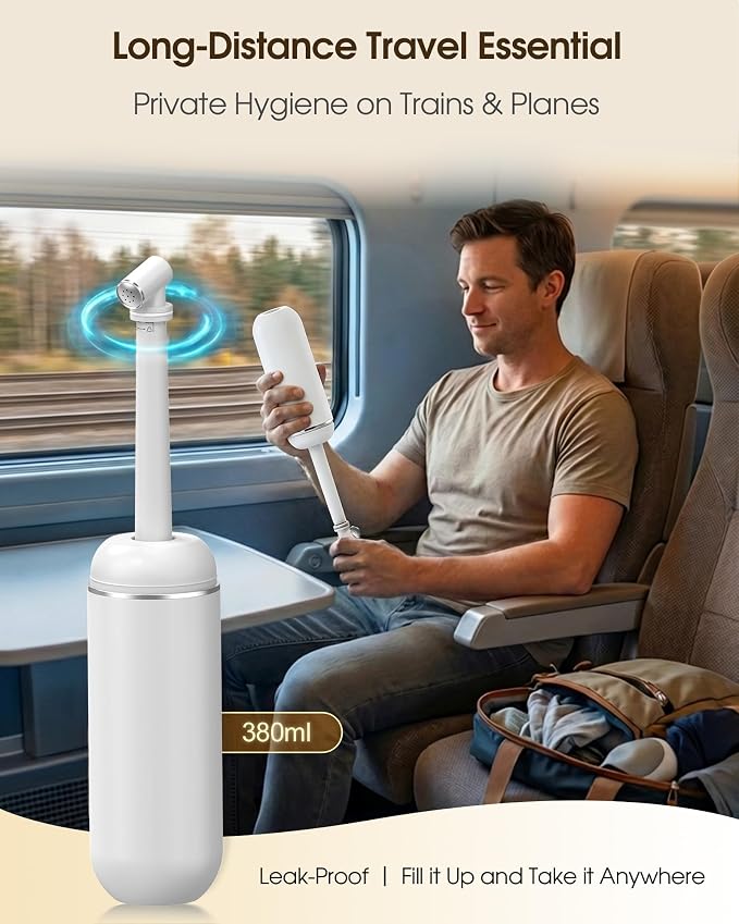 Portable Bidet for Travel & Camping - Manual Squeeze Peri Bottle Handheld | 3 Leak-Proof Seals | BPA-Free | Feminine Hygiene Care Postpartum | Extendable Sprayer with Nozzle for Men&Women-White - Image 2
