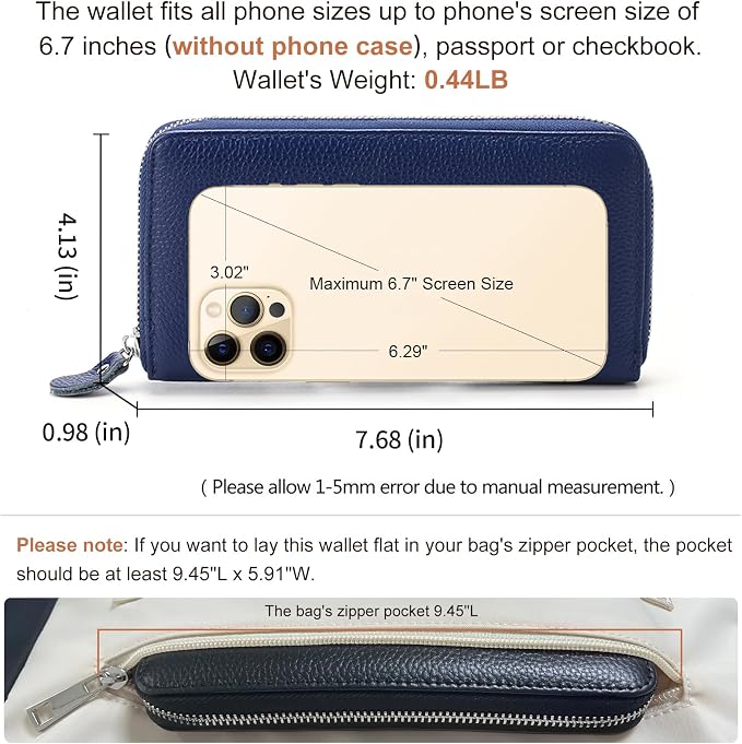 Moflycom Womens Wallet RFID Blocking Genuine Leather Zip Around Wallet Clutch Wristlet Travel Long Purse for Women - Image 4