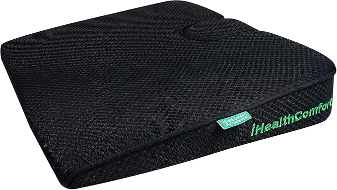 IHEALTHCOMFORT(19.7×17.7inches Extra Large Sciatica Seat Cushion for Office Chair,Oversized Car and Truck Seat Cushion,U-Cut Long Sitting Pain Relief Chair Pad by ihealthcomfort