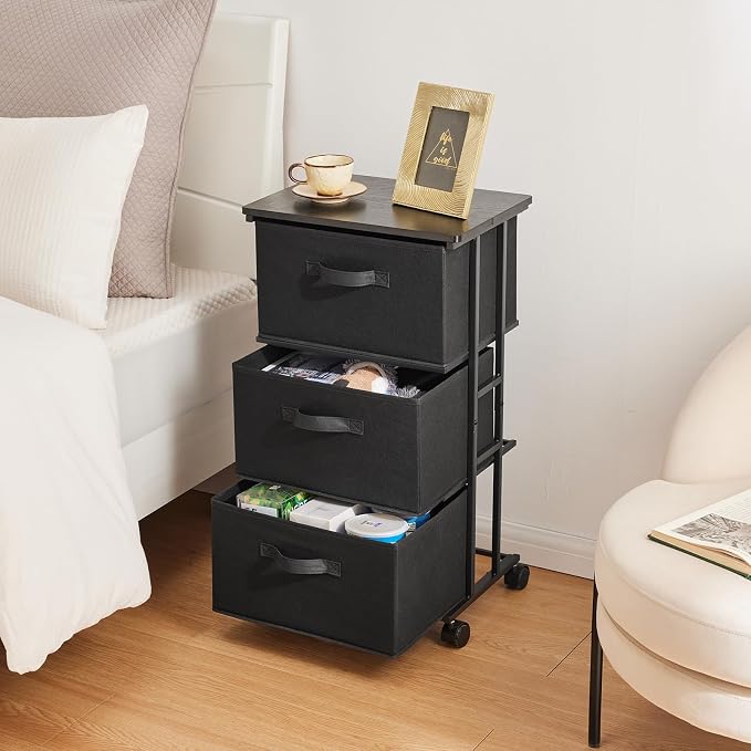 MAX Houser Dresser Storage with 3 Drawers, Fabric Dresser Tower, Vertical Storage Unit for Bedroom, Closet, Office, Black - Image 8