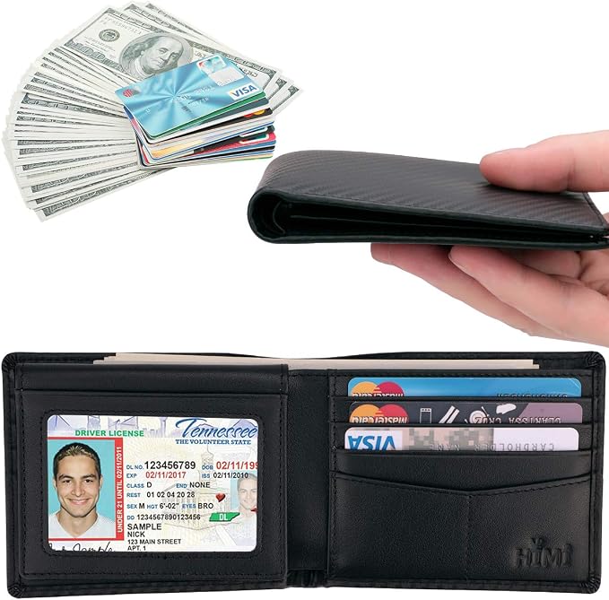 HIMI Wallet for Men-Genuine Leather RFID Blocking Bifold Stylish Wallet With 2 ID Window - Image 2