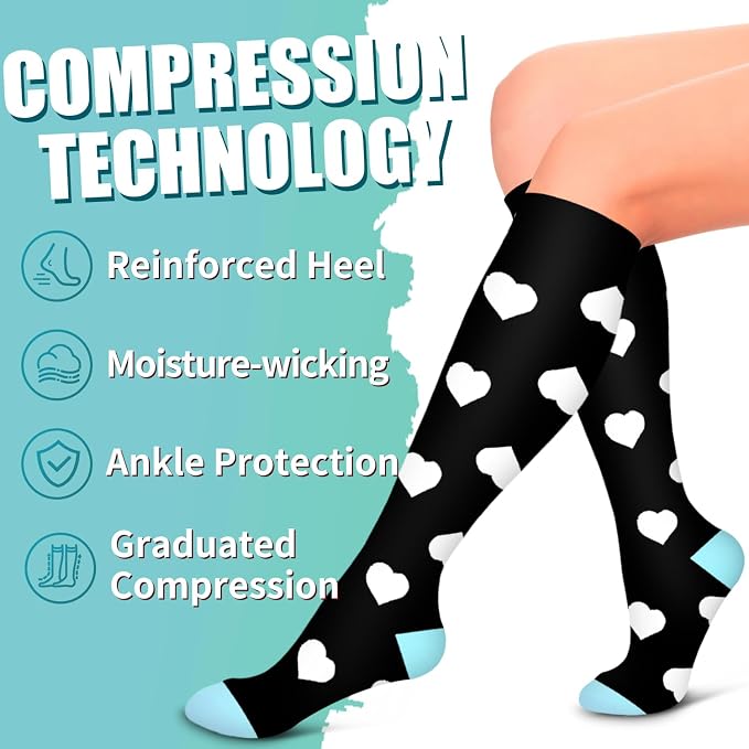 Compression Socks for Women & Men Circulation(6 pairs)-Graduated Supports Socks for Running, Athletic Sports - Image 6