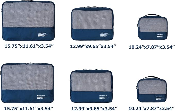 Packing Cubes Set Travel Luggage Organizers Suitcase Lightweight Accessories Navy Blue - Image 2