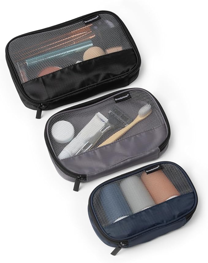 Brookstone Compression Packing Cube Set, 3 Piece, Space Saving | Rip-Resistant Fabric Protects Belongings on the Go, Mesh Panels for Easy Visibility, Keeps Luggage Neat for Travel - Image 3