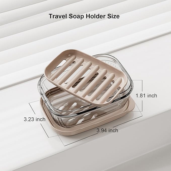 Toothbrush Travel Case & Travel Soap Holder Dish Tray Set of 2, Portable Clear Toothbrush Holders with Cover Leakproof Bar Soap Holder for Traveling School Camping Business Bathroom - Image 3