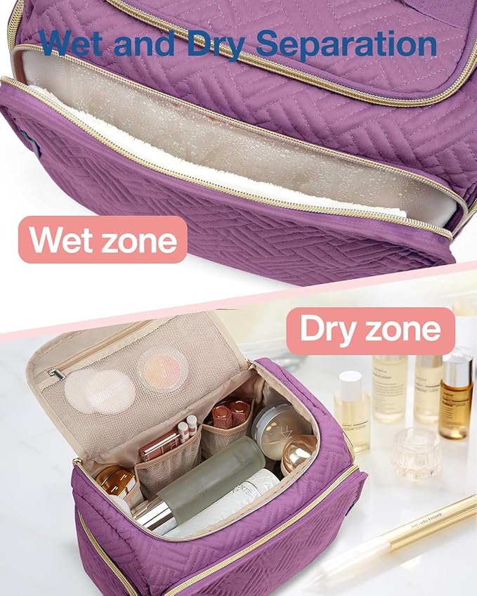 BAGSMART Travel Toiletry Bag for Women, Cosmetic Bag Makeup Bag Organizer with Handle, Travel Bag for Toiletries, Travel Accessories, Full Sized Container - Image 2