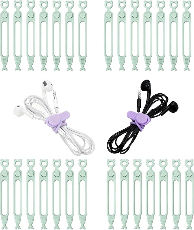 28 Pcs Silicone Cable Ties Reusable, Cable Cord Organizer Straps | 4 Color Cable Straps for Charging Wire, Computer Cords by Ortarco