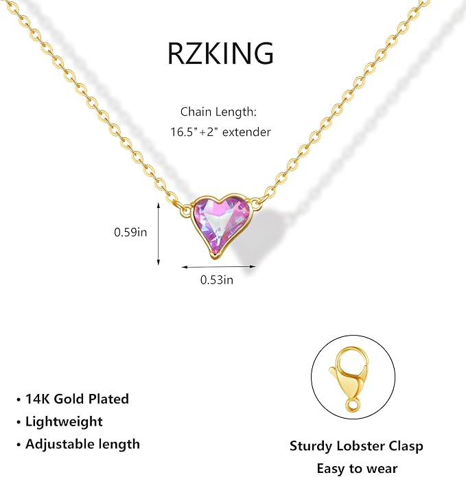RZKING Golden Necklace for Women, Dainty Butterfly Heart Bow Rose Necklace, Gifts for Best Friend Sister Mom Girlfriend, Graduation Chritmas Birthday Anniversary Thank You Gifts - Image 2