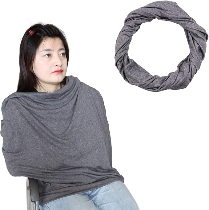 Infinity Scarf with Hidden Pockets Converts to Blanket and Wrap Travel Blanket Tube Scarf Wearable Blankets for Women Perfect for Travel, Grey - Image 2