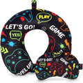 Gilprop 2 Pcs Gaming Travel Pillow with Sleep Eye Mask, U Shaped Memory Foam Headrest & Neck Pillow with Washable Cover, Soft Neck Head Support Travel Accessories for Airplane Car Train Bus Trips by Gilprop