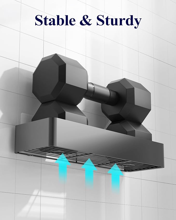 Kitsure Shower Caddy Adhesive, Shower Organizer, XX-Large, Dark Grey | 2 Pack Shower Shelf for Inside Shower, 100% Rustproof Metal Shelves, No-Drill Bathroom Organizers and Storage - Image 3