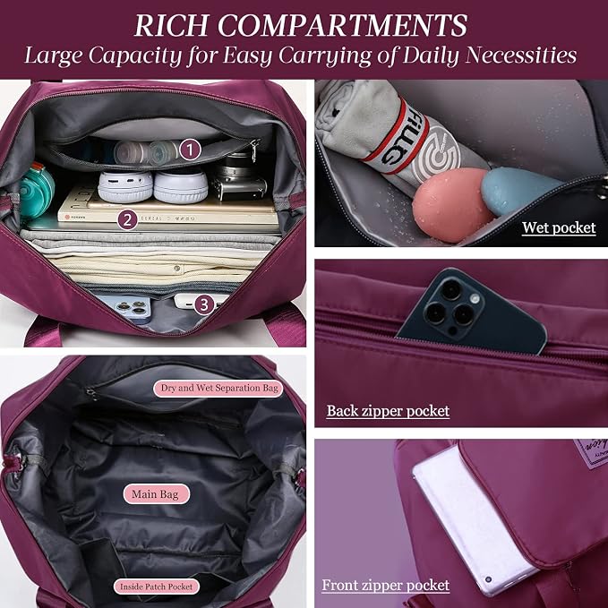 Travel Duffel Tote Bag,Travel Weekender Overnight Bags Women Carry On Bag Totes for Airplanes,Sports Gym Duffle with Trolley Sleeve - Image 4