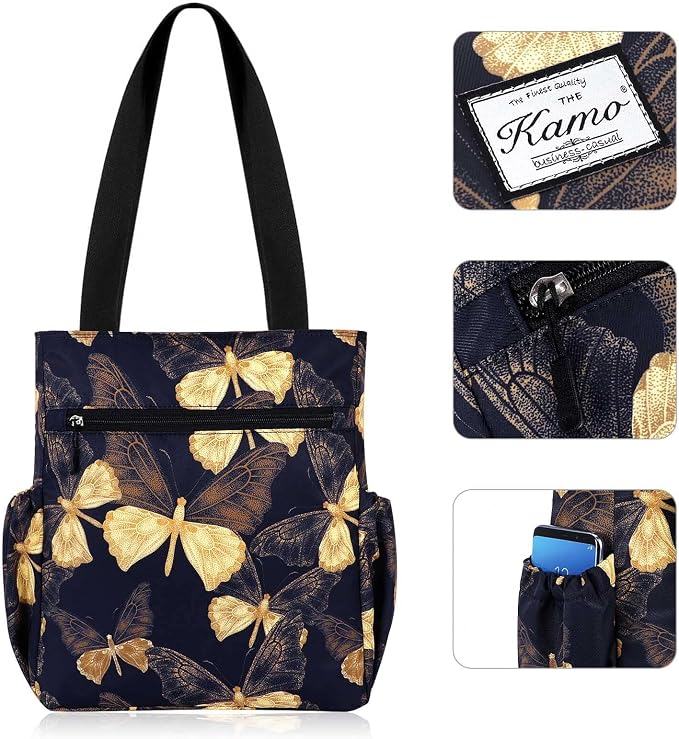 KAMO Floral Tote Bag - Waterproof Lightweight Handbags Travel Shoulder Bag for Hiking Yoga Gym Swimming Travel Beach - Image 4