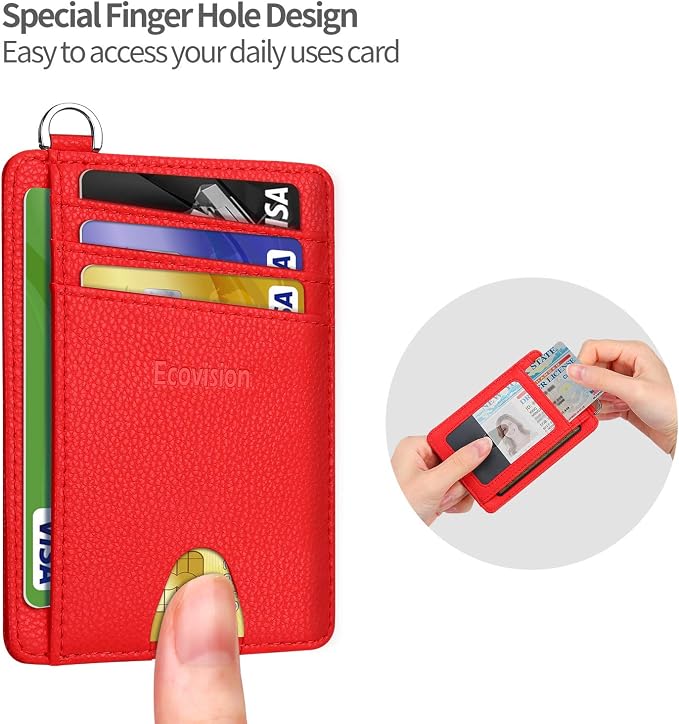 Slim Minimalist Front Pocket Wallet, RFID Blocking Credit Card Holder Wallet with Detachable D-Shackle for Men Women - Image 5