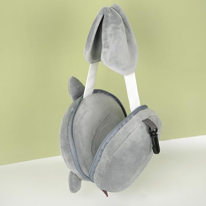 U Scinan Cute Animal 2-in-1 Travel Pillow and Eye Mask – Portable Neck Pillow with Adjustable Strap, Soft Plush Support for Airplane, Car, Train(Shark) - Image 6