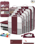 OlarHike 10 Set Compression Packing Cubes for Travel Essentials,Compressible Expandable Space Saver Bags for Organizing Clothes,Luggage Suitcase Garment Bags with Over 1000 pcs Mesh Holes(Wine Red) by OlarHike