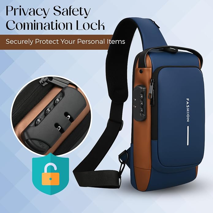 Unisex Anti-Theft Sling Bag with USB Port, Water-Resistant Crossbody Chest Backpack for Travel & Work - Image 5