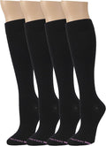 Dr. Motion 4 Pairs Graduated Compression Knee-hi Women's Socks (Black) by Dr.+Motion