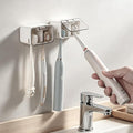 Toothbrush Holder Wall Mounted with Pop-Up Waterproof Cover, 2 Slots & Ventilated, No-Drill Adhesive Bathroom Organizer, Detachable Easy Clean, Fits Most Manual & Electric Toothbrushes (2pc Grey) by TASEVO