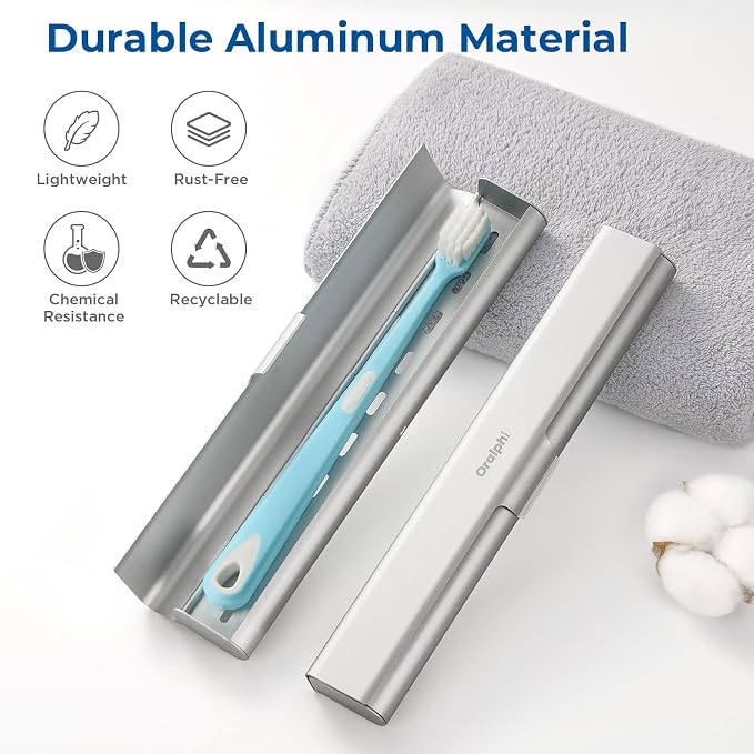2 Pack Aluminum Toothbrush Travel Case, Portable Travel Toothbrush Holder, Durable Manual Toothbrush Box Container for Traveling, Bathroom, Camping, Business Trip - Image 2