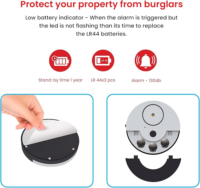 6 Pack Window Glass Break Alarm with Vibration Sensor | Black Silver, up to 1 year battery life, up to 130db - Image 6
