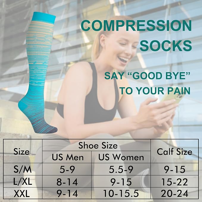 3 Pairs Compression Socks for Women Men 20-30mmhg Knee High Stocking for Sports Running Travel Nurses - Image 2