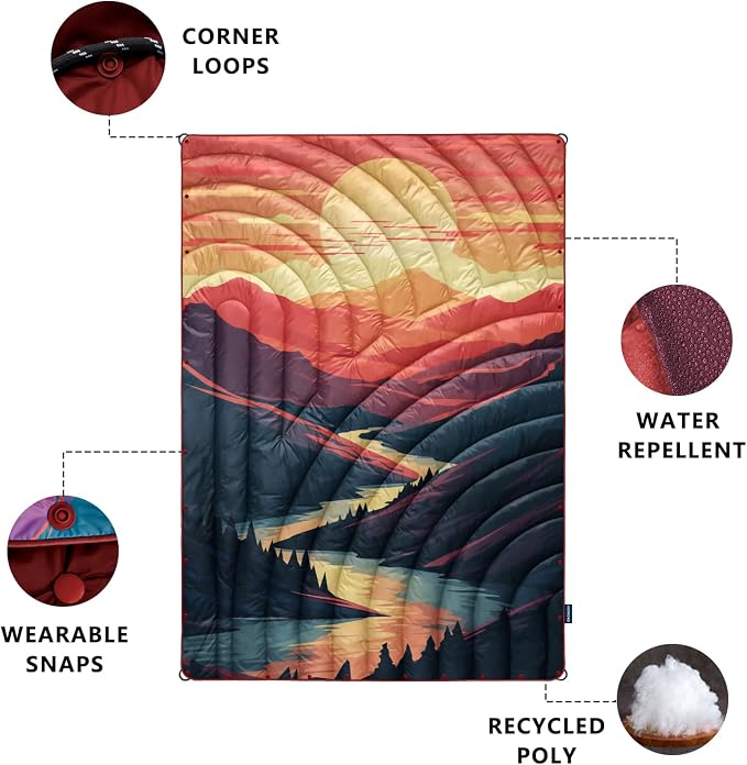 Puffy Camping Blanket,Large Camp Blanket Outdoor Camping Quilt Waterproof | Lightweight Printed Warm Packable Down Alternative Blanket for Camping,Traveling, Stadium, Hiking, Picnics - Image 4