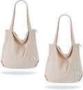 KALIDI Women Corduroy Tote Bag Zipper Casual Tote's Handbag Big Capacity Shoulder Bag with Pockets by KALIDIFANCYFOREST