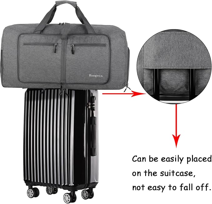 Woogwin Travel Duffel Bag Large Foldable Waterproof Overnight Bag for Beach Swim Bags Pool Sports Gym - Image 3