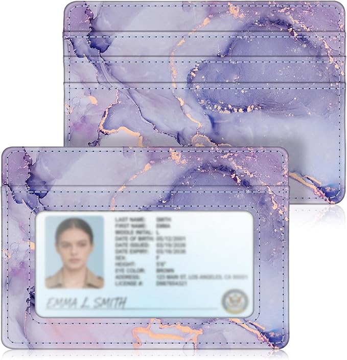 FINTIE Slim Minimalist Front Pocket Wallet RFID Blocking Credit Card Holder | Card Cases with ID Window for Men Women, lilac marble by Fintie