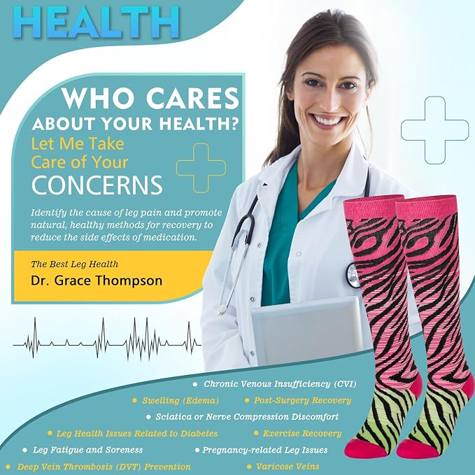 Compression Socks for Women & Men 6 Pairs | 20-30 mmHg Breathable & Moisture-Wicking Comfortable & Skin-Friendly Knee High Support Socks for Nurse, Travel, Pregnancy - Image 4