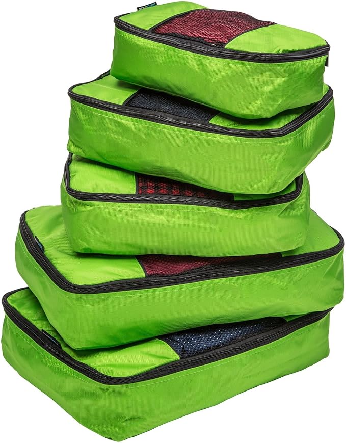 Travel Wise Packing Cubes for Travel - 5 Piece Set with Pattern Design, Lightweight Ripstop Nylon Luggage Organizers with Mesh Panel, Small Medium Large Sizes by TravelWise