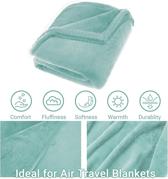 Travel Blanket & Pillow Set, 300 GSM Soft Fleece, 60x43 Inches, 3-in-1 Airplane Blanket, Travel Pillow and Blanket Set, Travel Blanket Airplane Compact with Bag, Travel Essentials,Mint Green - Image 6