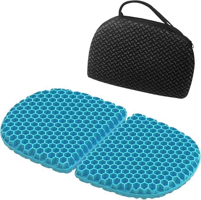Foldable Gel Seat Cushion for Travel, Portable Chair Cushion of Airy Cooling Gel, Honeycomb Seat Cushion for Stadium & Park Bench, Portable Chair Cushion for Pressure Relief (0.9-Inch Thick, Black) by SeoTin