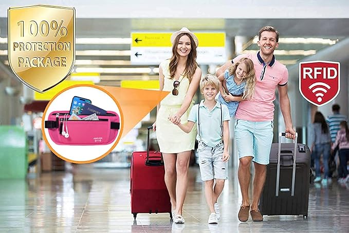 Travel Money Belt - Slim Passport Holder Travel Wallet with RFID Blocking Travel Pouch Undercover Fanny Pack for Women - Image 7
