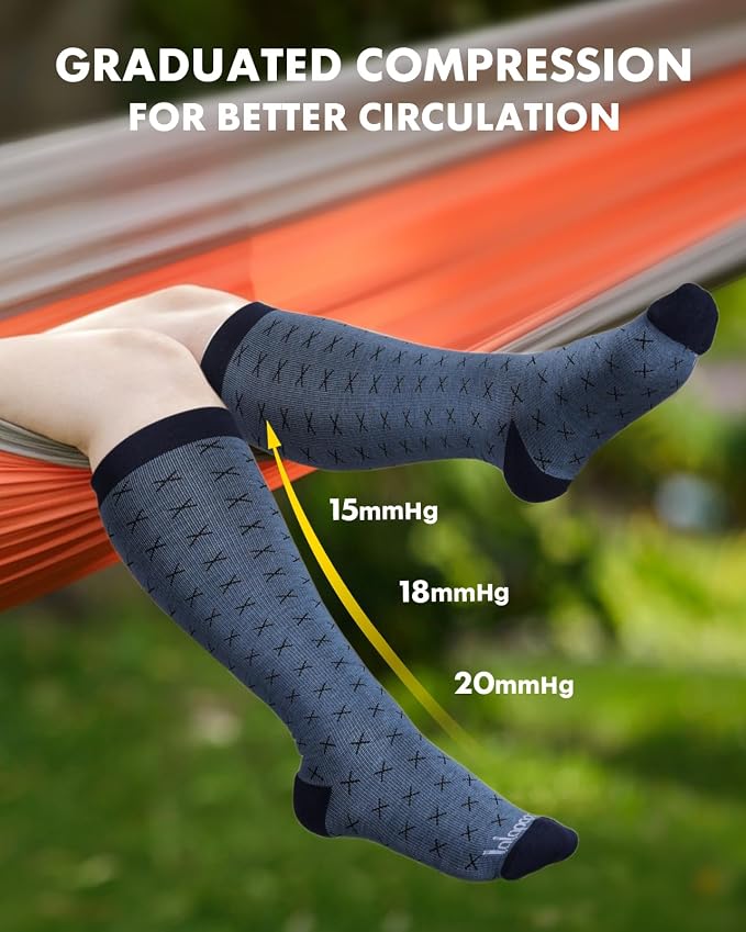 Bamboo Viscose Compression Socks for Women Men | 2 Pairs 15-20mmHg Cute Breathable Graduated Knee High Compression Socks for Nurse Pregnancy Travel - Image 5
