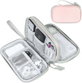FYY Electronic Organizer, Travel Tech Pouch Bag, Cable Organizer Light Pink | Wrist Strap, Waterproof, Double Layers Portable Electronics Travel Carrying Case for Cord, Charger, Daily Business Trips Use by FYY