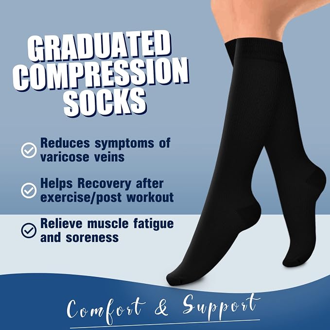 4 Pairs-Compression Socks for Women&Men Circulation-Best Support for Nurses,Running,Athletic - Image 3