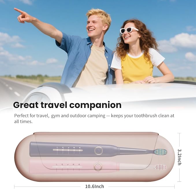 Silicone Electric Toothbrush Travel Case, Manual Toothbrush Travel Cover for Men and Women,Toothbrush Holder for Travel,Gym and More, Fits Most Manual and Electric Toothbrushes - Sand Pink - Image 6