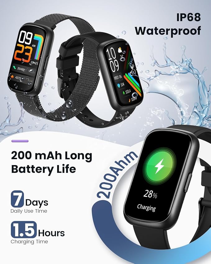 DEKELIFE Fitness Trackers,Smart Watches for Men Women with 24/7 Heart Rate/Sleep Monitor, Fitness Watch with IP68 Waterproof, Health Activity Trackers for Android and iPhone Carbon Black - Image 8