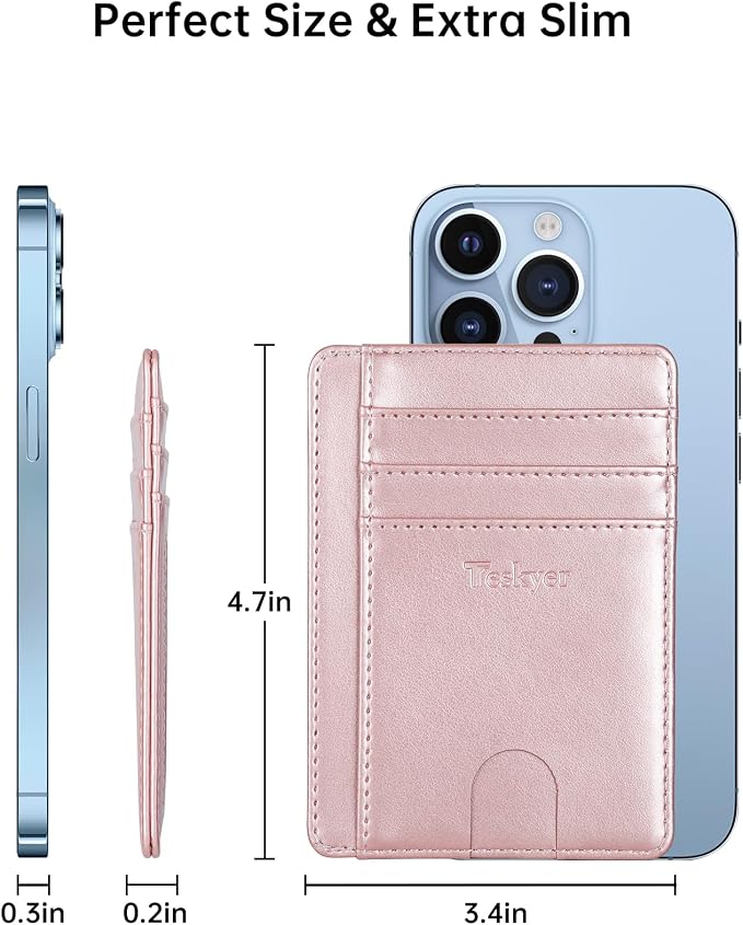 Teskyer Slim Minimalist Wallet for Men, RFID Front Pocket Card Holder | Ultra Slim Front Pocket Design, 8 Card Slots, RFID Protection, Smooth Faux Leather for Everyday Carry - Image 6