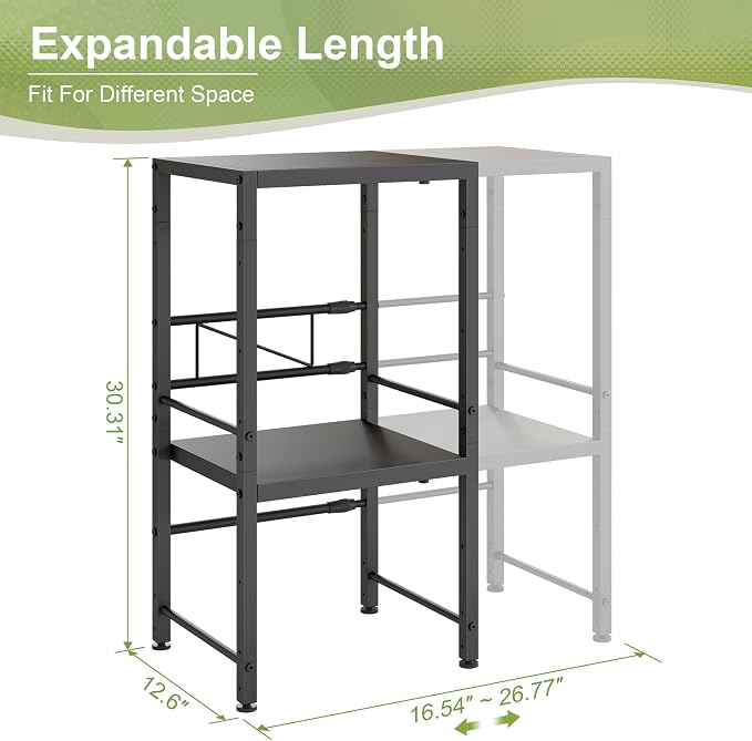 Expandable-Metal-Storage-Shelves-Organizer For Pantry Kitchen Garage, 2-Tier Heavy Duty Shelving Units and Storage For Small Appliance, Adjustable Standing Shelf Riser Rack For Closet Warehouse - Image 7