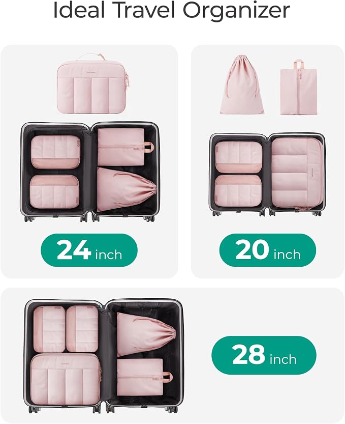 BAGSMART Compression Packing Cubes for Travel, 6/5/4set Lightweight Packing Organizers, Summer Travel Essentials Suitcase Organizer Bags Set - Image 4