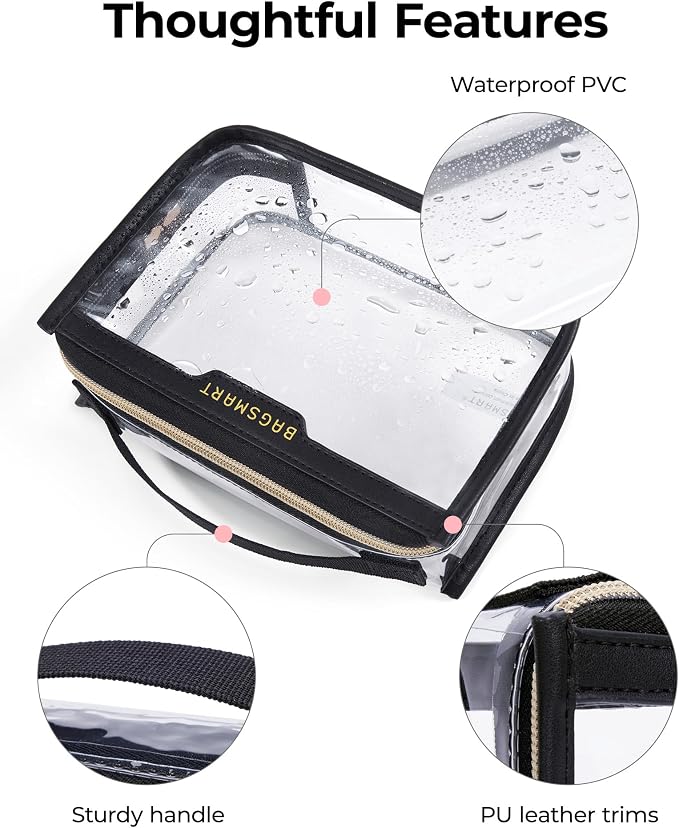 BAGSMART Clear Toiletry Bag for Travel, TSA Approved, 1-Pack, Grey | Makeup Cosmetic Pouch Bag for Women, Quart Size Compliant Bag Organizer for Travel Essentials - Image 5