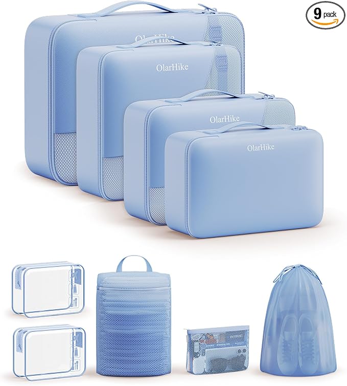 9 Set Packing Cubes for Travel, Gifts for Women Mom,Anti-Tearing Suitcase Organizer,OlarHike Vacation Essentials & Accessories for Cruise Ship by OlarHike