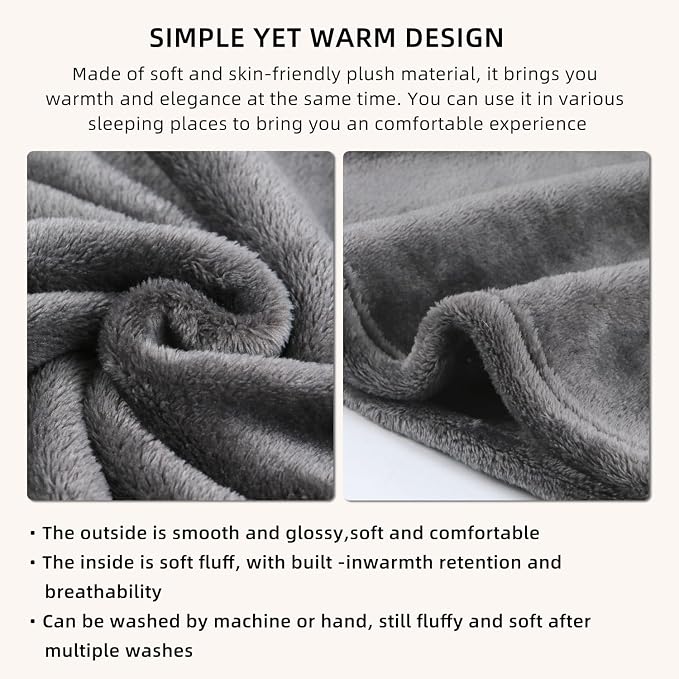 Melissa Large Soft Travel Blanket and Inflatable Pillow Set | Size-69“ x 43.3”, Carry Bag – Lightweight, Compact & Washable for Backpacking, Hiking, Airplane, Car, Office, Camping (Gray) - Image 7