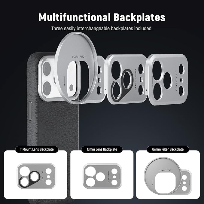 NEEWER Phone Case for 17 Pro, Modular Protective TPU/PC Phone Cover with 67mm Thread Filter Ring, 17mm Lens Backplate, T Mount Lens Adapter Compatible with Moment MagSafe iPhone 17 Pro, PA133 - Image 2