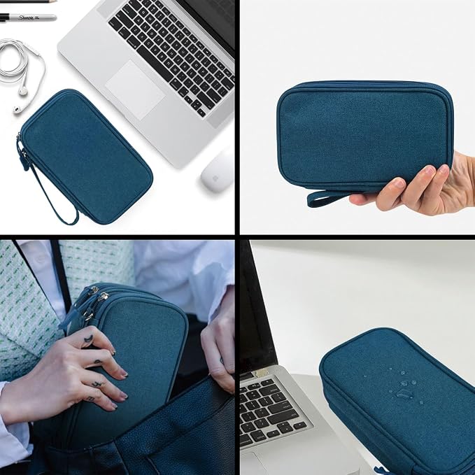 CAAORDKSO Electronics Organizer Travel Case, Water Resistant Cable Organizer Bag Cord Organizer Pouch for Cable, USB, Charger, Phone, Power Bank, Earphone, Electronics Accessories (Dark Green, Medium) - Image 6