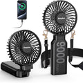 EasyAcc Portable Handheld Fan, 9000mAh + 53H Cooling Time+ ODM Durrable + with Hands-Free Camera Strap + Backup Power + 4 Speeds, Rechargeable Handheld Fan for Travel Outdoor by EasyAcc